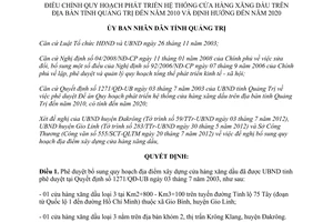 Quyết định 1888/QĐ-UBND 2012 phát triển hệ thống cửa hàng xăng dầu Quảng Trị đến 2010