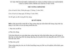 Quyết định 1511/QĐ-TTg năm 2012 phê duyệt điều chỉnh Đề án Tăng cường năng lực