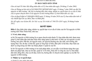 Quyết định 1855/QĐ-UBND chức năng nhiệm vụ quyền hạn cơ cấu Sở Tài nguyên