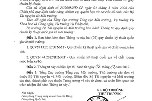 Thông tư 10/2012/TT-BTNMT Quy chẩn kỹ thuật quốc gia môi trường