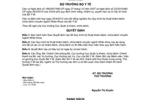 Quyết định 3906/QĐ-BYT năm 2012 Quy trình kỹ thuật khám chữa bệnh chuyên ngành