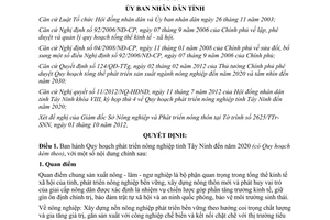 Quyết định 44/2012/QĐ-UBND Quy hoạch phát triển nông nghiệp tỉnh Tây Ninh