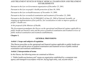 Decree No. 85/2012/ND-CP on the operational and financial regimes applicable