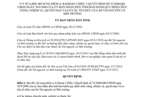 Quyết định 58/2012/QĐ-UBND sửa đổi cơ cấu tổ chức của Sở Tài nguyên và Môi trường Hà Tĩnh