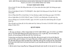 Quyết định 45/2012/QĐ-UBND bổ sung khoản 1 Điều 2 Quyết định 53/2011/QĐ-UBND
