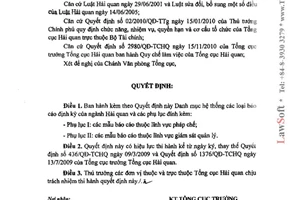 Quyết định 2285/QĐ-TCHQ năm 2012 Danh mục Hệ thống báo cáo định kỳ ngành