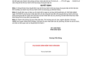 Quyết định 1457/QĐ-UBND năm 2012 công bố bộ thủ tục hành chính áp dụng chung