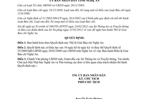 Quyết định 75/2012/QĐ-UBND Thể lệ Giải Báo chí Nghệ An