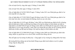 Thông tư 42/2012/TT-BGTVT trách nhiệm và xử lý vi phạm trong công tác đăng kiểm