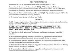 Decision No. 1556/QD-TTg approving the scheme “supporting the development of med