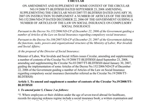 Circular No. 23/2012/TT-BLDTBXH on amendment and supplement of some content
