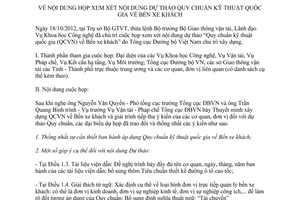 Thông báo 614/TB-BGTVT xem xét nội dung dự thảo Quy chuẩn kỹ thuật quốc gia