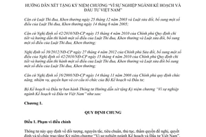 Thông tư 05/2012/TT-BKHĐT hướng dẫn xét tặng Kỷ niệm chương Vì sự nghiệp ngành