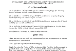 Quyết định 2615/QĐ-BTC đảm bảo an toàn thông tin trên môi trường máy tính