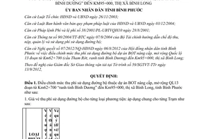 Quyết định 32/2012/QĐ-UBND điều chỉnh mức thu phí sử dụng đường bộ Bình Phước