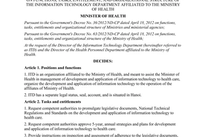 Decision No. 4048/QD-BYT the information technology department affiliated to the ministry of health