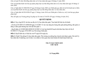 Quyết định 11/2012/QĐ-UBND công bố văn bản hết hiệu lực thi hành