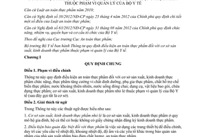 Thông tư 16/2012/TT-BYT quy định điều kiện an toàn thực phẩm đối với cơ sở