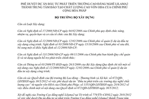 Quyết định 923/QĐ-BXD năm 2012 phê duyệt Dự án đầu tư phát triển trường Cao đẳng