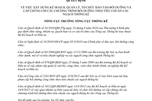 Quyết định 587/QĐ-TCTK xây dựng kế hoạch quản lý tổ chức đào tạo bồi dưỡng