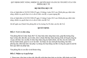 Quyết định 4068/QĐ-BYT 2012 quyền hạn và cơ cấu tổ chức của văn phòng Bộ Y tế