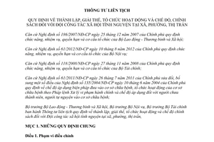 Thông tư liên tịch 24/2012/TTLT-BLĐTBXH-BNV-BTC quy định thành lập giải thể