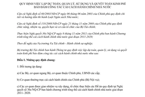 Thông tư 172/2012/TT-BTC việc lập dự toán quản lý sử dụng quyết toán kinh phí