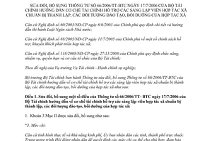 Thông tư 173/2012/TT-BTC sửa đổi Thông tư 66/2006/TT-BTC hướng dẫn cơ chế