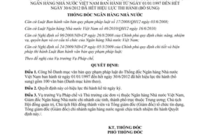 Quyết định 2156/QĐ-NHNN năm 2012 công bố Danh mục văn bản quy phạm pháp luật