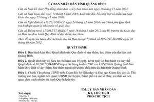 Quyết định 30/2012/QĐ-UBND Quy định dạy học thêm trên địa bàn tỉnh Quảng Bình
