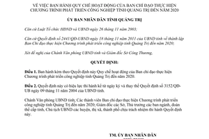 Quyết định 1983/QĐ-UBND Quy chế hoạt động của Ban chỉ đạo thực hiện Chương trình