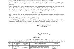 Quyết định 04/2012/QĐ-UBND công bố văn bản hết hiệu lực thi hành
