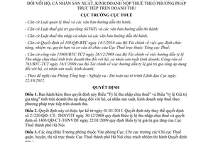 Quyết định 26968/QĐ-CT-THNVDT năm 2012 Biểu tỷ lệ thu nhập chịu thuế tỷ lệ GTGT