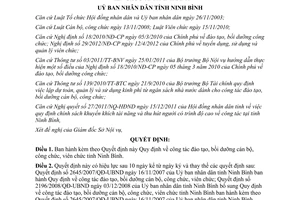 Quyết định 25/2012/QĐ-UBND công tác đào tạo bồi dưỡng cán bộ công viên chức Ninh Bình