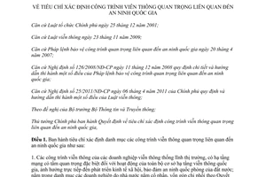 Quyết định 45/2012/QĐ-TTg tiêu chí xác định công trình viễn thông quan trọng