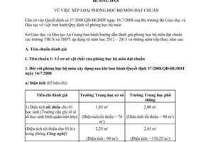 Hướng dẫn 49/HD-SGDĐT 2012 xếp loại phòng học bộ môn đạt chuẩn tỉnh An Giang