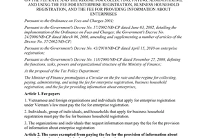 Circular No. 176/2012/TT-BTC on the fee rate and the regime for collecting