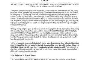 Chỉ thị 31/2012/CT-UBND quản lý hoạt động kinh doanh dịch vụ bưu chính