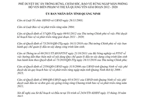 Quyết định 2731/QĐ-UBND năm 2012 Phê duyệt Dự án trồng rừng chăm sóc bảo vệ rừng