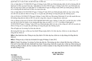 Thông tư 36/2012/TT-BGDĐT Quy định tổ chức dạy học kiểm tra cấp chứng chỉ
