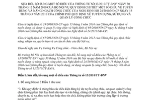 Thông tư 05/2012/TT-BNV sửa đổi Thông tư 13/2010/TT-BNV