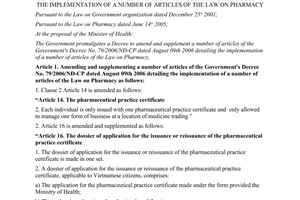 Decree No. 89/2012/ND-CP amending and supplementing a number of articles