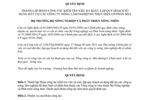 Quyết định 2599/QĐ-BNN-ĐMDN thành lập Đoàn công tác kiểm tra việc rà soát