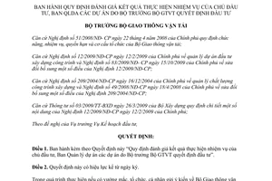 Quyết định 2605/QĐ-BGTVT năm 2012 đánh giá kết quả thực hiện nhiệm vụ đầu tư