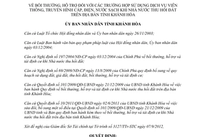 Quyết định 36/2012/QĐ-UBND bồi thường hỗ trợ đối với trường hợp sử dụng dịch vụ