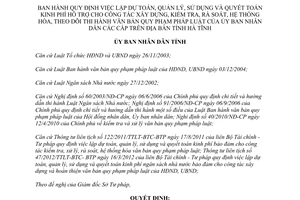 Quyết định 55/2012/QĐ-UBND Quy định việc lập dự toán quản lý sử dụng quyết toán