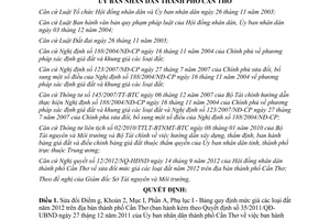 Quyết định 24/2012/QĐ-UBND sửa đổi giá đất năm 2012 thành phố Cần Thơ