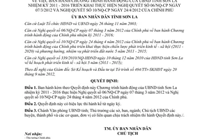 Quyết định 2117/QĐ-UBND năm 2012 Chương trình hành động Ủy ban Sơn La nhiệm kỳ 2011 2016