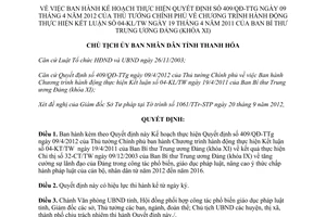 Quyết định số 3222/QĐ-UBND ngày 02/10/2012 Kế hoạch thực hiện Quyết định số 409/QĐ-TTg