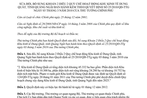 Quyết định 38/2012/QĐ-TTg sửa đổi Khoản 2 Điều 2 Quy chế hoạt động Khu kinh tế